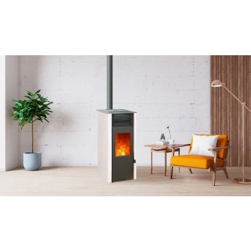 Pack Promo : Poêle à Granulés Etanche Avec WiFi - EMAFLAM REVA Blanc - 8.2 KW – Image 4