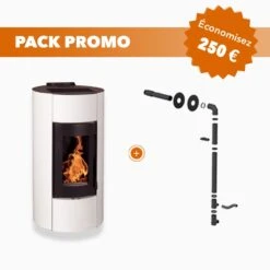 Pack Promo : Poêle à  Granulés Etanche Avec Kit Ventouse - EMAFLAM ALBA Blanc - 11.4 KW