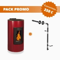 Pack Promo : Poêle à  Granulés Etanche Avec Kit Ventouse - EMAFLAM ALBA Bordeaux - 11.4 KW