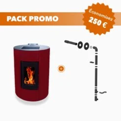 Pack Promo : Poêle à  Granulés Etanche Canalisable Avec Kit Ventouse - EMAFLAM NOVA Bordeaux - 11.4 KW