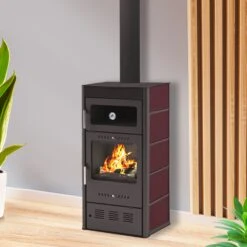 Poêle à Bois Avec Four - MODERNA Horno Luxe Rouge - 10 KW